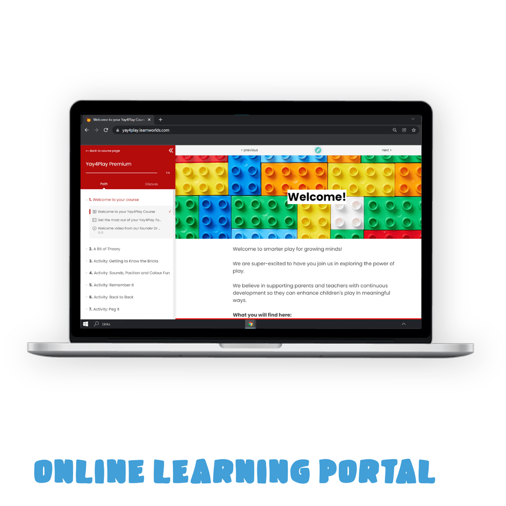 A computer screen showing the online learning portal 