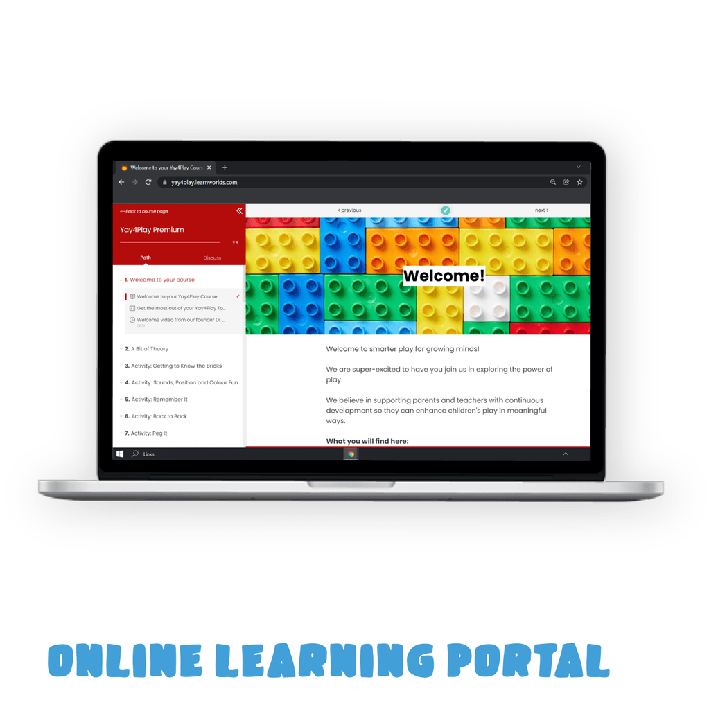 A computer screen showing the online learning portal